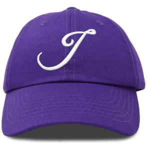imageDALIX Initial Hat Letter J Womens Baseball Cap Monogram Cursive EmbroiderPurple