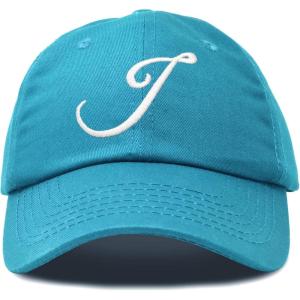 imageDALIX Initial Hat Letter J Womens Baseball Cap Monogram Cursive EmbroiderTeal