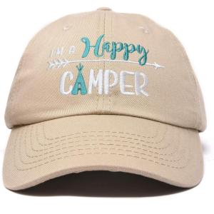 imageDALIX Womens Happy Camper Hat Soft Cotton Camping CapsKhaki  Teal