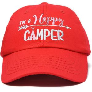 imageDALIX Womens Happy Camper Hat Soft Cotton Camping CapsRed  Pink
