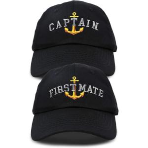 imageMatching Captain and First Mate Hat Set Embroidered Ball CapBlack