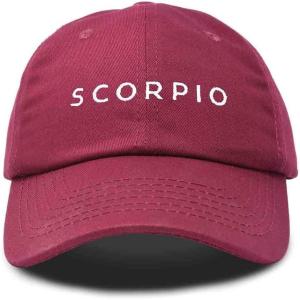 imageDALIX Scorpio Dad Hat Embroidered Zodiac Astrology Cotton Baseball CapMaroon