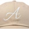 imageDALIX Initial Hat Letter A Womens Baseball Cap Monogram Cursive EmbroiderKhaki