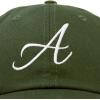 imageDALIX Initial Hat Letter A Womens Baseball Cap Monogram Cursive EmbroiderOlive