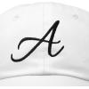 imageDALIX Initial Hat Letter A Womens Baseball Cap Monogram Cursive EmbroiderWhite