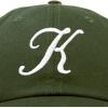 imageDALIX Initial Hat Letter K Womens Baseball Cap Monogram Cursive EmbroiderOlive