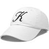 imageDALIX Initial Hat Letter K Womens Baseball Cap Monogram Cursive EmbroiderWhite