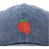 imageDALIX Strawberry Embroidered Dad Cap Cotton Baseball Hat Women in Washed Navy Blue