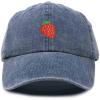 imageDALIX Strawberry Embroidered Dad Cap Cotton Baseball Hat Women in Washed Navy Blue