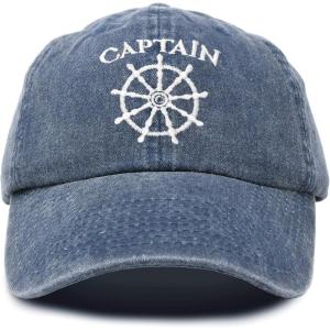imageDALIX Captain Hat Sailing Baseball Cap Navy Gift Boating Men Women VintageNavy Blue