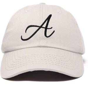 imageDALIX Initial Hat Letter A Womens Baseball Cap Monogram Cursive EmbroiderBeige