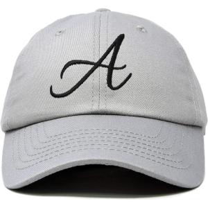 imageDALIX Initial Hat Letter A Womens Baseball Cap Monogram Cursive EmbroiderGray