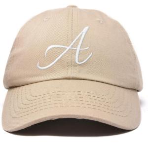 imageDALIX Initial Hat Letter A Womens Baseball Cap Monogram Cursive EmbroiderKhaki