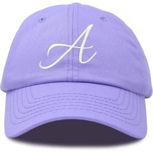 imageDALIX Initial Hat Letter A Womens Baseball Cap Monogram Cursive EmbroiderLavender