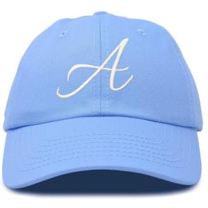 imageDALIX Initial Hat Letter A Womens Baseball Cap Monogram Cursive EmbroiderLight Blue