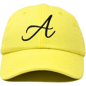 imageDALIX Initial Hat Letter A Womens Baseball Cap Monogram Cursive EmbroiderMinion Yellow