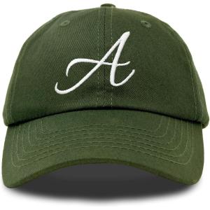imageDALIX Initial Hat Letter A Womens Baseball Cap Monogram Cursive EmbroiderOlive