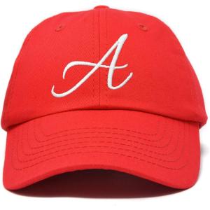 imageDALIX Initial Hat Letter A Womens Baseball Cap Monogram Cursive EmbroiderRed
