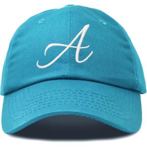 imageDALIX Initial Hat Letter A Womens Baseball Cap Monogram Cursive EmbroiderTeal