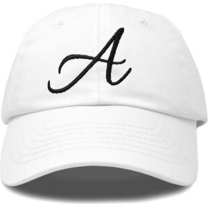 imageDALIX Initial Hat Letter A Womens Baseball Cap Monogram Cursive EmbroiderWhite