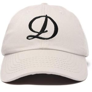 imageDALIX Initial Hat Letter D Womens Baseball Cap Monogram Cursive EmbroiderBeige