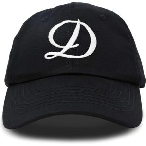 imageDALIX Initial Hat Letter D Womens Baseball Cap Monogram Cursive EmbroiderBlack