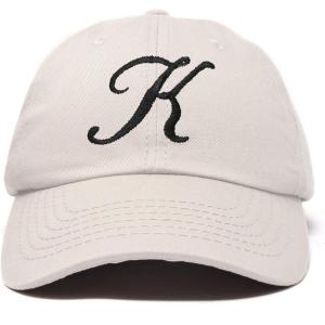 imageDALIX Initial Hat Letter K Womens Baseball Cap Monogram Cursive EmbroiderBeige