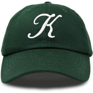 imageDALIX Initial Hat Letter K Womens Baseball Cap Monogram Cursive EmbroiderDark Green