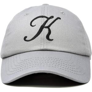 imageDALIX Initial Hat Letter K Womens Baseball Cap Monogram Cursive EmbroiderGray