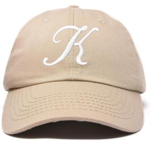 imageDALIX Initial Hat Letter K Womens Baseball Cap Monogram Cursive EmbroiderKhaki