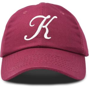 imageDALIX Initial Hat Letter K Womens Baseball Cap Monogram Cursive EmbroiderMaroon