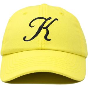 imageDALIX Initial Hat Letter K Womens Baseball Cap Monogram Cursive EmbroiderMinion Yellow