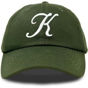 imageDALIX Initial Hat Letter K Womens Baseball Cap Monogram Cursive EmbroiderOlive