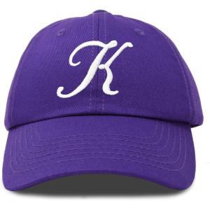 imageDALIX Initial Hat Letter K Womens Baseball Cap Monogram Cursive EmbroiderPurple