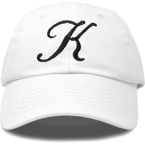 imageDALIX Initial Hat Letter K Womens Baseball Cap Monogram Cursive EmbroiderWhite