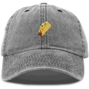 imageDALIX Taco Embroidered Dad Cap Cotton Baseball Hat WomenWashed Black