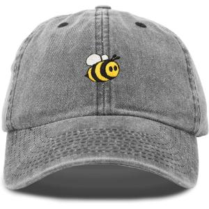 imageDALIX Bumble Bee Baseball Cap Dad Hat Embroidered Womens GirlsWashed Black