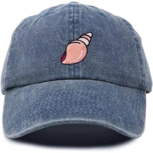imageDALIX Seashell Cotton Dad Cap Embroidered Baseball Hat WomensWashed Navy Blue