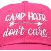 imageDALIX Camp Hair Dont Care Hat Dad Cap 100 Cotton LightweightHot Pink