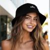 imageDALIX Salty Embroidered Bucket Hat Cotton Summer Beach Vacation Cap WomensBlack