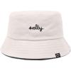 imageDALIX Salty Embroidered Bucket Hat Cotton Summer Beach Vacation Cap WomensParchment White