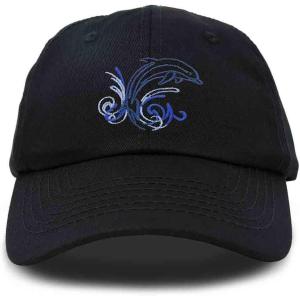imageDALIX Bottlenose Dolphin Embroidered Dad Cap Cotton Baseball Cap WomenBlack