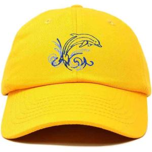imageDALIX Bottlenose Dolphin Embroidered Dad Cap Cotton Baseball Cap WomenGold