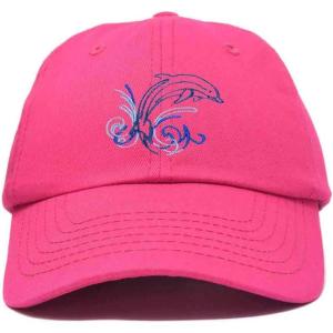 imageDALIX Bottlenose Dolphin Embroidered Dad Cap Cotton Baseball Cap WomenHot Pink