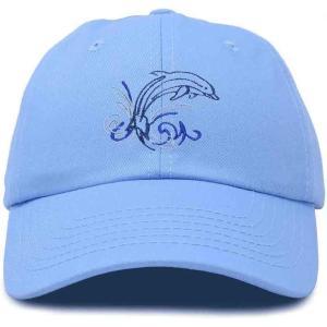 imageDALIX Bottlenose Dolphin Embroidered Dad Cap Cotton Baseball Cap WomenLight Blue