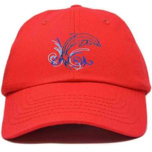imageDALIX Bottlenose Dolphin Embroidered Dad Cap Cotton Baseball Cap WomenRed