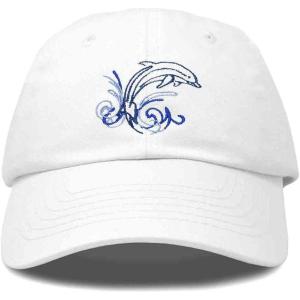 imageDALIX Bottlenose Dolphin Embroidered Dad Cap Cotton Baseball Cap WomenWhite