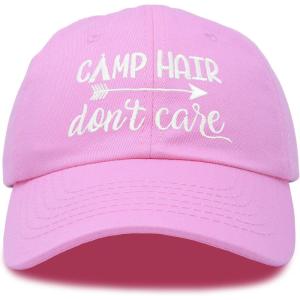 imageDALIX Camp Hair Dont Care Hat Dad Cap 100 Cotton LightweightLight Pink