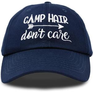 imageDALIX Camp Hair Dont Care Hat Dad Cap 100 Cotton LightweightNavy Blue