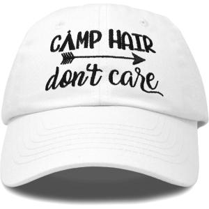 imageDALIX Camp Hair Dont Care Hat Dad Cap 100 Cotton LightweightWhite